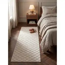Netto Marken-Discount Flachgewebe-Teppich Schachbrett Creme 80x250 cm Schachbrett Angebot