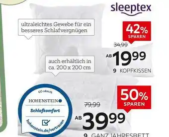 XXXLutz Sleeptex Kopfkissen Angebot