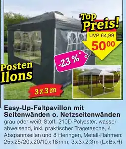 Wiglo Wunderland Easy-Up-Faltpavillon mit Seitenwänden o. Netzseitenwänden Angebot