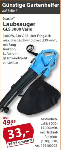 Sonderpreis Baumarkt Güde Laubsauger GLS 3000 Vario Angebot