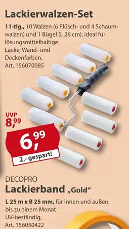 Sonderpreis Baumarkt DECOPRO Lackierwalzen-Set Angebot