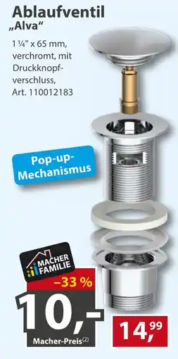 Sonderpreis Baumarkt Ablaufventil "Alva" Angebot