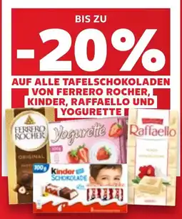 Kaufland Tafelschokoladen von Ferrero Rocher, Kinder, Raffaello und Yogurette Angebot