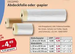 Sonderpreis Baumarkt DECOPRO Abdeckfolie oder -papier Angebot