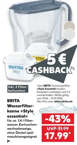 Kaufland BRITA Wasserfilterkanne Style essential Angebot