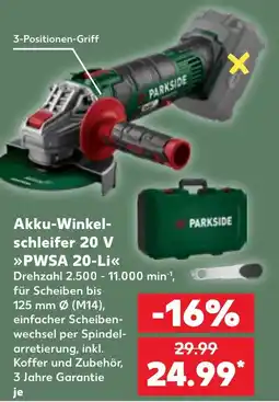 Kaufland Akku-Winkel-schleifer 20 V »PWSA 20-Li« Angebot