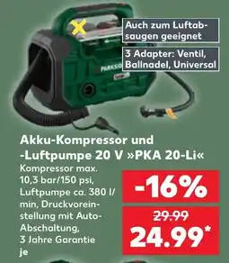 Kaufland Akku-Kompressor und -Luftpumpe 20 V »PKA 20-Li« Angebot