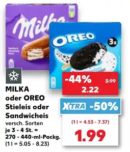 Kaufland MILKA oder OREO Stieleis oder Sandwich Eis Angebot