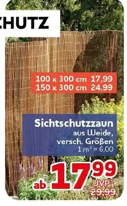 CENTERSHOP Sichtschutzzzaun aus Weide Angebot