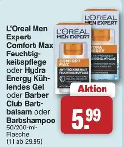 Famila Nord West L'Oreal Men Expert Comfort Max Feuchtigkeitspflege oder Hydra Kühlendes Gel oder Barber Club Bartbalsam oder Bartshampoo Angebot