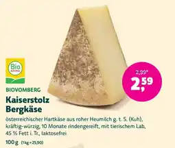 Denns BioMarkt BIOVOMBERG Kaiserstolz Bergkäse Angebot