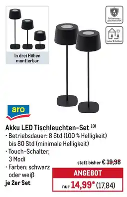 METRO aro Akku LED Tischleuchten-Set Angebot