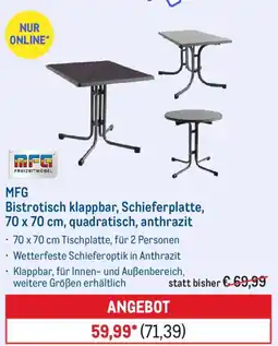 METRO MFG Bistrotisch klappbar, Schieferplatte, 70 x 70 cm, quadratisch, anthrazit Angebot
