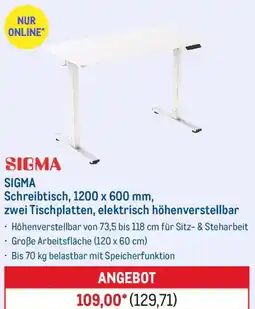 METRO SIGMA Schreibtisch, 1200 x 600 mm, zwei Tischplatten, elektrisch höhenverstellbar Angebot
