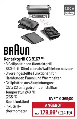 METRO BRAUN Kontaktgrill CG 9167 Angebot