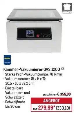 METRO Kammer-Vakuumierer GVS 1200 Angebot