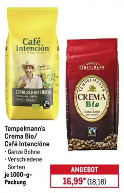 METRO Tempelmann's Crema Bio/Café Intención Angebot