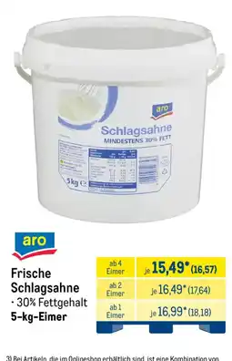 METRO aro Frische Schlagsahne Angebot