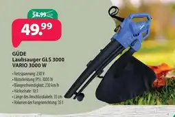 Kiebitzmarkt GÜDE Laubsauger GLS 3000 VARIO 3000 W Angebot