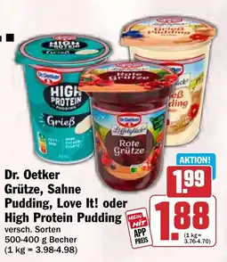 HIT Dr. Oetker Grütze, Sahne Pudding, Love It! oder High Protein Pudding Angebot