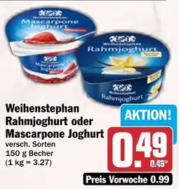 HIT Weihenstephan Rahmjoghurt oder Mascarpone Joghurt Angebot