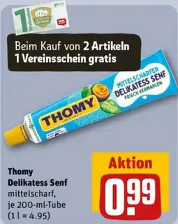 REWE Thomy Delikatess Senf mittelscharf Angebot