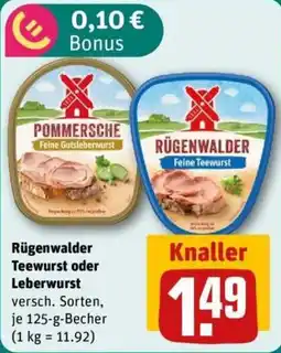 REWE Rügenwalder Teewurst oder Leberwurst Angebot
