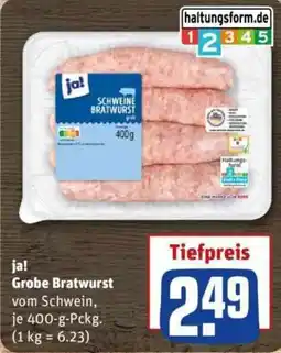 REWE ja! Grobe Bratwurst Angebot