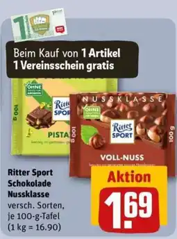 REWE Ritter Sport Schokolade Nussklasse Angebot