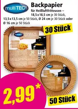 Norma Backpapier für Heißluftfritteusen multiTEC Angebot