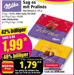 Norma Milka Sag es mit Pralinés Angebot
