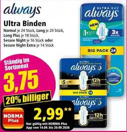 Norma always Ultra Binden Angebot