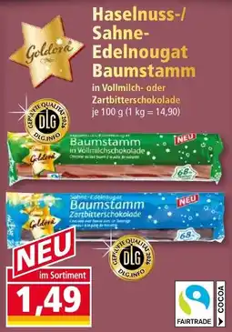 Norma Goldora Haselnuss-/Sahne-Edelnougat Baumstamm Angebot