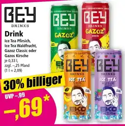 Norma BEY DRINKS Ice Tea Pfirsich, Ice Tea Waldfucht, Gazoz Classic oder Gazoz Kirsche Angebot