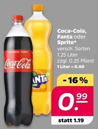 NETTO Coca Cola , Fanta, oder Sprite  1,25L Angebot