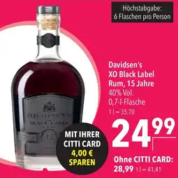 CITTI Markt Davidson's XO Black Label Rum Angebot