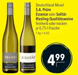 CITTI Markt S.A. Prüm Essence oder Solitär Riesling Qualitätsweine Angebot