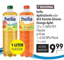 CITTI Markt hella Apfelschorle oder ACE Karotte-Zitrone-Orange-Apfel Angebot