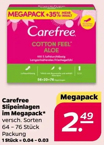 NETTO Carefree Slipeinlagen im Megapack 64-76 Stück Angebot