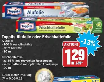 Hit Toppits Alufolie oder Frischhaltefolie Angebot