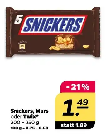 NETTO Snickers, Mars oder Twix 200-250g Angebot