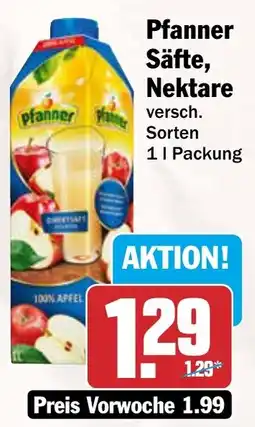 AEZ Pfanner Säfte, Nektare Angebot