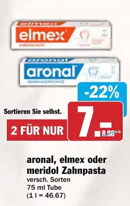 AEZ aronal, elmex oder meridol Zahnpasta Angebot