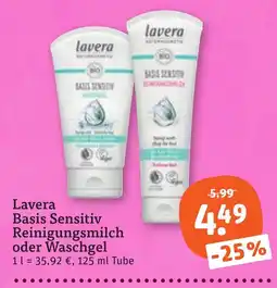 tegut Lavera Basis Sensitiv Reinigungsmilch oder Waschgel Angebot