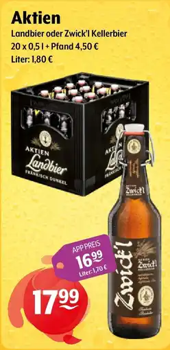 Getränke Hoffmann Aktien Landbier oder Zwick'l Kellerbier Angebot