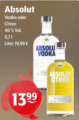 Getränke Hoffmann Absolut Vodka oder Citron Angebot
