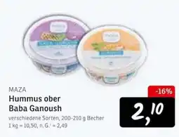 KONSUM MAZA Hummus ober Baba Ganoush Angebot