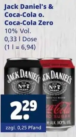 Getränkewelt Jack Daniel's & Coca-Cola o. Coca-Cola Zero Angebot