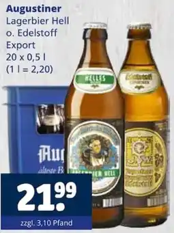 Getränkewelt Augustiner Lagerbier Hell o. Edelstoff Export Angebot