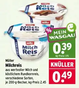 Wasgau Müller Milchreis Angebot